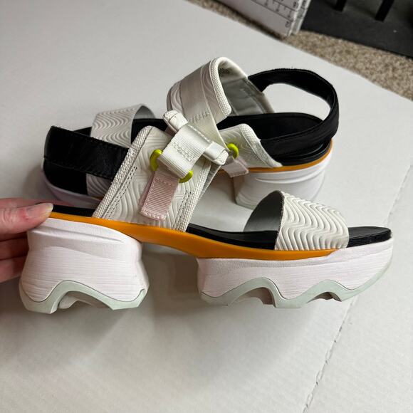 8.5 Sorel Kinetic Impact Slingback Wedge Sandals Black Sea Salt Platform Sporty - Picture 11 of 15